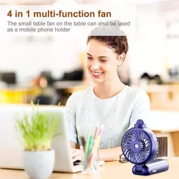 Складной электрический вентилятор цифровой 5 Вт 5000 мАч небольшой вентилятор с функцией распыления USB зарядка съемный шнур 5-скоростной для внутреннего и наружного использования фиолетовый