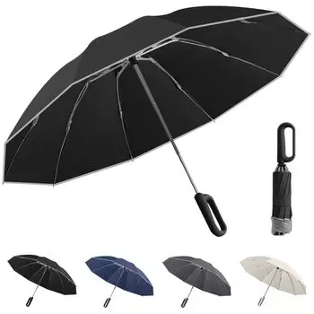 Складной автоматический фонарь 310T Reverse с тефлоновым покрытием, светоотражающий, подходит для сильных и дождливых осадков, подходит как для мужчин, так и для мужчин. В комплекте чехол для хранения, одним нажатием кнопки. чёрный