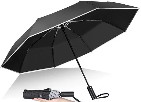 Складной автоматический открывающийся и большой тяжелый УФ-отражающий складной зонт от дождя и тайфуна, одним касанием, закрывающийся, размер, ветрозащитный, дождь,