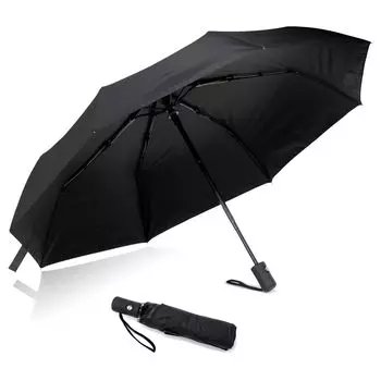 Складной автоматический солнечный или дождливый складной ветровой тефлоновый ветровой водяной складной световой тепловой УФ дождливый сезон черный [BEEL] зонт, одним нажатием открыть/закрыть, чёрный