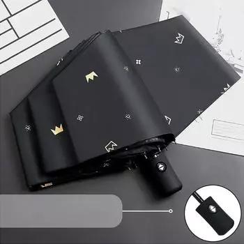 Складной автоматический зонт для мужчин и женщин, студентов, милый зонт от солнца, солнцезащитный козырек, анти-ультрафиолетовый дождь и солнечный зонт двойного назначения чёрный