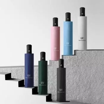 Складной автоматический зонт с защитой от ультрафиолета, модные портативные ветрозащитные зонты, солнцезащитные зонты с защитой от ультрафиолета, черный клейкий зонт от солнца чёрный