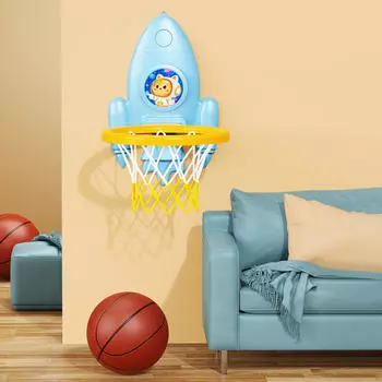 Складной баскетбольный набор с дверью и стеной для малышей для мальчиков оранжевый