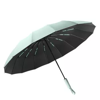 Складной большой 16 для солнечной и дождливой погоды. Сильный ветер. Ветер не промокнет. Зонт, размер, спицы, 106 см, прочный, дни, зонт, устойчивый, большой, мятный зеленый