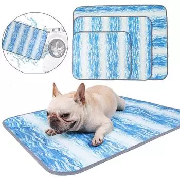 Складной большой охлаждающий летний прохладный коврик для домашних животных, одеяло для собак и кошек, холодная кровать, можно стирать S синий