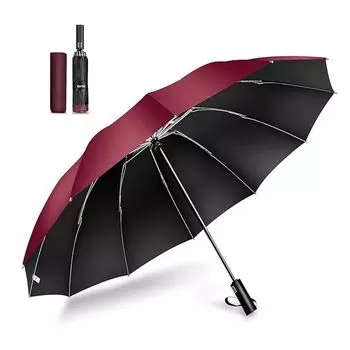 Складной большой УФ-защитный автоматический ветрозащитный и водонепроницаемый удобный для компактного использования в сезон дождей, солнцезащитный зонт для путешествий на Рождество, размер, функция, красный