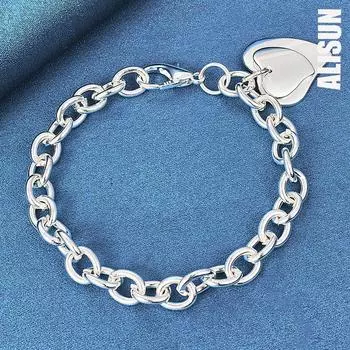 Складной браслет в форме сердца из стерлингового серебра 925 пробы, модные свадебные украшения 20CM