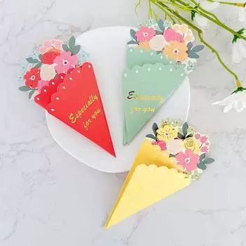 Складной букет цветов Поздравительная открытка с благословением Пустые цветочные поздравительные открытки на День благодарения жёлтый