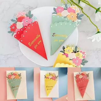 Складной букет цветов Поздравительная открытка с благословением Пустые цветочные поздравительные открытки на День благодарения