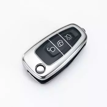 Складной чехол для автомобильного ключа, сумка-брелок для Ford Focus C-Max S-Max Galaxy Mondeo Ranger Transit Tourneo Custom TPU Protector серебряный
