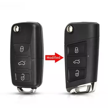 Складной чехол для дистанционного ключа с 3 кнопками и лезвием для VW Golf 7 Jetta Passat Beetle Polo Bora чёрный