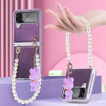 Складной чехол для сотового телефона с ремешком против царапин для Samsung Galaxy Z Flip 4 5g Flip4 Zflip4, нескользящий чехол для Samsung Z Flip4 for Samsung Z Flip 4 красный