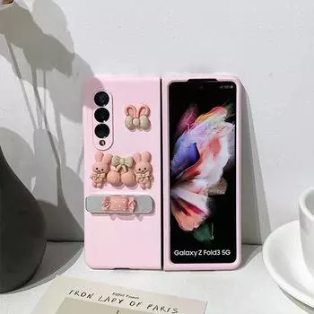 Складной чехол для телефона с мультяшным рисунком для Samsung Galaxy Z Fold 4 5g с держателем, противоударный складной чехол на 180 градусов, защитный чехол для ПК Samsung Fold 4