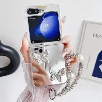 Складной чехол для телефона Samsung, высококачественный браслет с 3D ремешком-бабочкой для Samsung ZFlip 5 ZFlip 4 ZFlip 3, универсальный защитный чехол от падения Samsung Z Flip 3