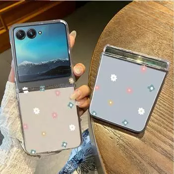 Складной чехол Flower Love Hearts Stars Pattern 2cps для Motorola Razr 50 40 Ultra Противоударный прозрачный жесткий тонкий чехол для ПК Motorola Razr 50