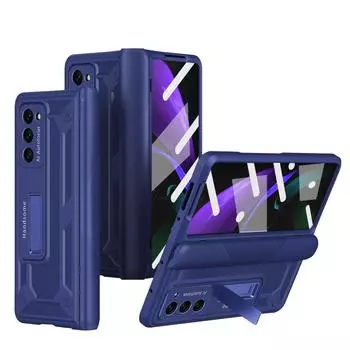 Складной чехол из прочной стеклянной пленки для Samsung Galaxy Z Fold 4 5 Fold3 Fold5 Fold 3 2 Fold2 Fold4 Zfold3 противоударный чехол на весь корпус for samsung Z Fold 4 синий