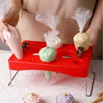 Складной держатель для сахарной глазури с несколькими отверстиями, мешочки для насадок для украшения, полка, рабочий стол White