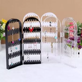 Складной держатель для сережек, стеллаж для хранения ювелирных изделий на экране прозрачный