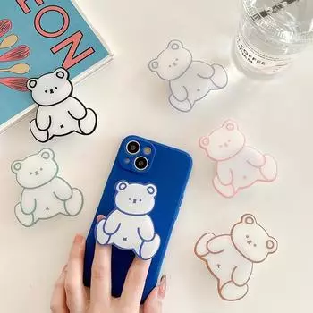 Складной держатель для телефона Griptok с мультяшным милым медведем для iPhone 15, Samsung, гнездо, карман, держатель, подставка, кронштейн чёрный