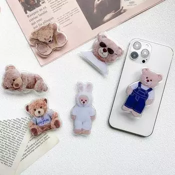 Складной держатель для телефона Griptok с мультяшным забавным медведем для iPhone 15, гнезда для Samsung, карманный держатель, подставка Tok