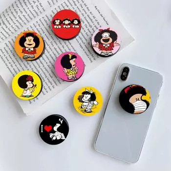 Складной держатель для телефона Mafalda с героями мультфильмов, подставка для мобильного телефона Surport для iPhone, Huawei, Xiaomi, Samsung, черный мягкий чехол, 3D hoesjes, красивая Black