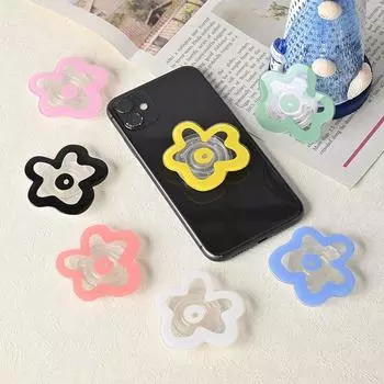 Складной держатель для телефона с цветочным принтом и глянцевым покрытием для iPhone 15, 14, 13 Pro Max, Samsung Grip, подставка-кольцо для пальца оранжевый