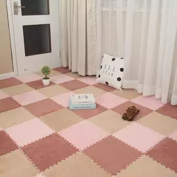 Складной детский ковер-пазл для гостиной, плюшевый ковер, раздельный ковер для ванной комнаты, сделай сам, детский коврик для ползания, противоскользящий мохнатый коврик 30cmX30cmX10pcs