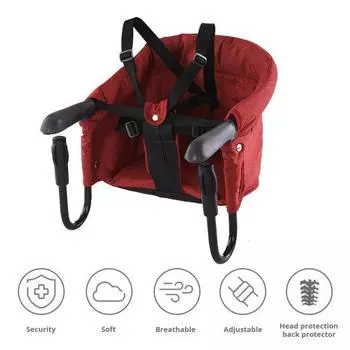 Складной детский обеденный стол-стул Yousheng, водонепроницаемая ткань Оксфорд, 5-точечный ремень безопасности, регулируемая система фиксации, переносной обеденный стул чёрный