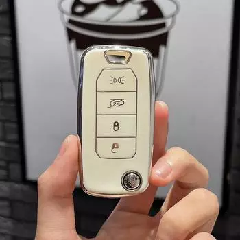 Складной дистанционный ключ с 4 кнопками, подходит для Jeep Renegade Grand 2016, для Dodge, ТПУ, чехол для ключей от машины, защитный чехол, сумка Key Case белый