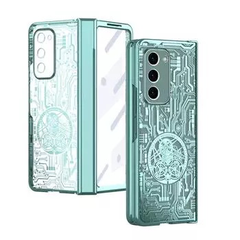 Складной дизайн закаленное стекло чехол для Samsung Galaxy Z Fold 4 2 Fold4 Fold2 Fold 3 5 Fold5 Fold3 Zfold2 полное покрытие корпуса for Samsung Z Fold 3 синий