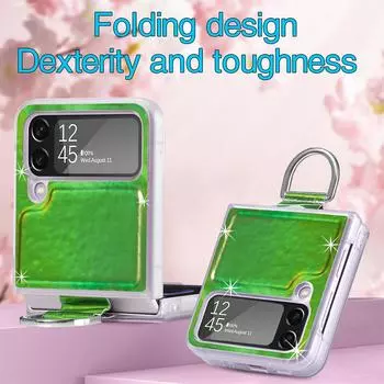 Складной дизайн, роскошный красочный чехол-держатель с кольцом для Samsung Galaxy Z Flip 4 5g Flip4 Flip3 Flip 3, чехол для Samsung Z Flip4 for Samsung Z Flip 3 жёлтый