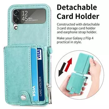 Складной дизайн с функцией кошелька, кожаный чехол для Samsung Galaxy Z Flip4 Flip 4 Flip3 Flip 3 Zflip4 5g, чехол для мобильного телефона с гнездом для карты for Samsung Z Flip 4 фиолетовый