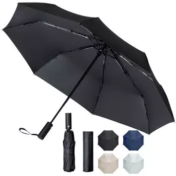 Складной для солнечной и дождливой погоды. Автоматический складной большой. 8. Устойчив к сильному ветру. Защита от ультрафиолетового света. Тепло. УФ-излучение. Супервода. Дождливый сезон. Тайфун. Тяжелый. чёрный