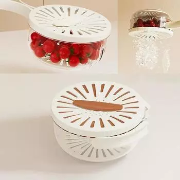 Складной дуршлаг с крышкой, которую можно зафиксировать, и портативной ручкой для кухни и холодильника