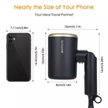 Складной фен, мощный фен, подходит для парикмахерской отеля чёрный