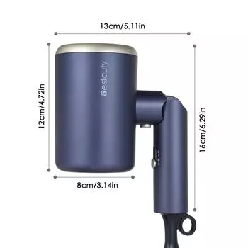 Складной фен, мощный фен, подходит для парикмахерской отеля EU Plug синий