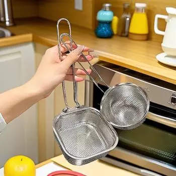 Складной фильтр для жарки с длинной ручкой, круглая/квадратная корзина для шумовки, сетка для жарки, сито, ложка для ресторана Round