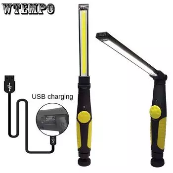 Складной фонарь рабочего освещения COB с USB-зарядкой, встроенный литиевый аккумулятор, прожектор, безэлектродная лампа с затемнением жёлтый