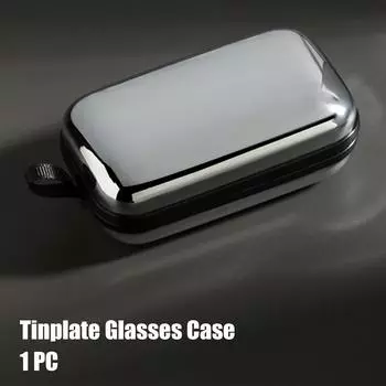 Складной футляр для очков для чтения, портативный, устойчивый к давлению, из жести, с крючкообразным ушком One Size