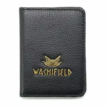 Складной футляр для пропуска Cat Dayan Dayan из натуральной кожи в стиле архаики, черный [Wachifield]