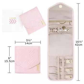 Складной футляр для ювелирных изделий в рулонах, дорожный органайзер для ювелирных изделий, портативный для путешествий, серьги, кольца, бриллиантовые ожерелья, броши, сумка для хранения S чёрный