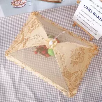 Складной герметичный уличный чехол для еды без запаха Кухонные принадлежности Зонт от насекомых Защитное средство для еды yellow-Round