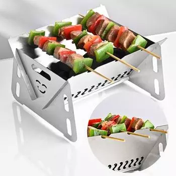 Складной гриль для костра, портативный гриль для кемпинга, нержавеющий, устойчивый к коррозии полый дизайн, гриль для барбекю в помещении и на открытом воздухе A