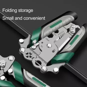 Складной инструмент для зачистки проводов 18 в 1 Эргономичная ручка Простой в использовании Портативный многофункциональный инструмент для зачистки проводов Кримпер A
