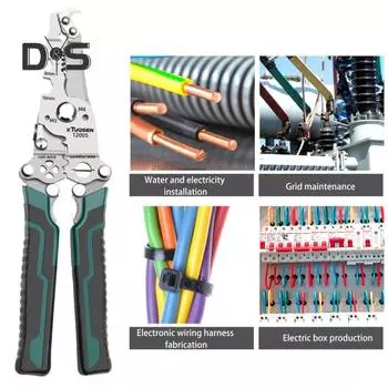 Складной инструмент для зачистки проводов с нескользящей ручкой Эргономичный дизайн Высокопрочные многофункциональные кусачки для кабеля Клещи для зачистки проводов темно-зеленого