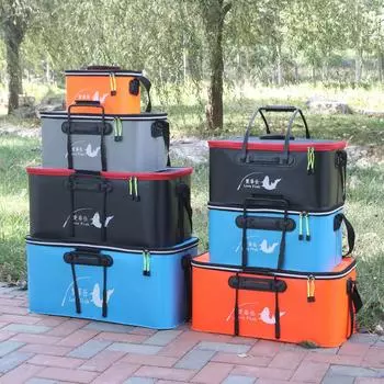 Складной износостойкий водонепроницаемый EVA Ящик для рыболовной бочки Ящик для инструментов Дополнительный перезаряжаемый кислородный насос 30 см / 35 см / 40 см / 45 см / 50 см Выбор размера 30cm(without oxygen pump) синий