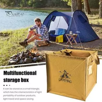 Складной контейнер для хранения большой емкости, 60 л, портативный мешок для мусора, прочный, водонепроницаемый, складной, для улицы, мешок для мусора хаки