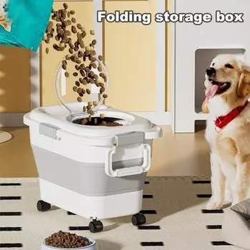 Складной контейнер для хранения риса, не содержащий бисфенол-А, большой емкости, складной контейнер для хранения сахарных хлопьев, диспенсер с вращающимися колесами серый/белый