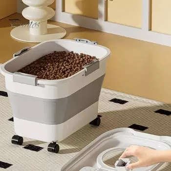 Складной контейнер для хранения риса, не содержащий бисфенол-А, большой емкости, складной контейнер для хранения сахарных хлопьев, диспенсер с вращающимися колесами чёрный