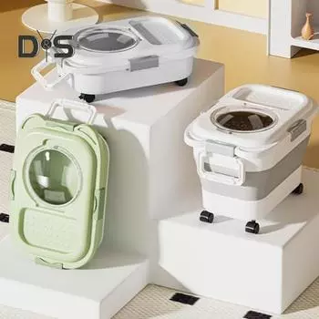 Складной контейнер для хранения риса, не содержащий бисфенол-А, большой емкости, складной контейнер для хранения сахарных хлопьев, диспенсер с вращающимися колесами чёрный